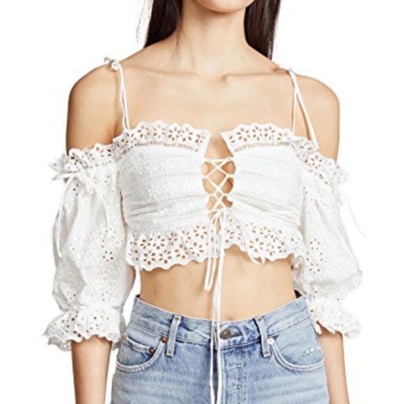 For Love & Lemons Anabelle Eyelet Crop Top - Picture 4 of 4